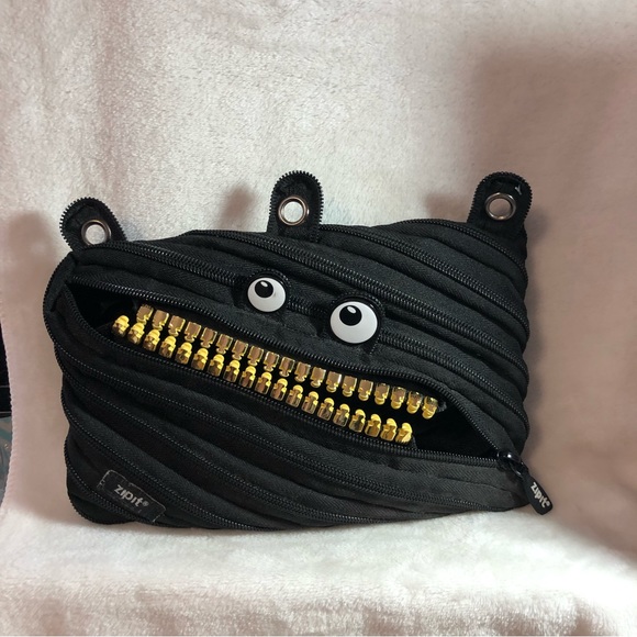 Zipit Grillz black zippered pencil case 3 ring binder school supplies - Picture 1 of 9